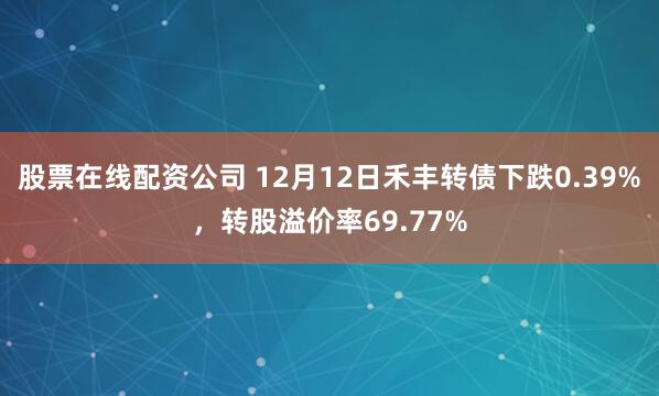 股票在线配资公司 12月12日禾丰转债下跌0.39%，转股溢价率69.77%