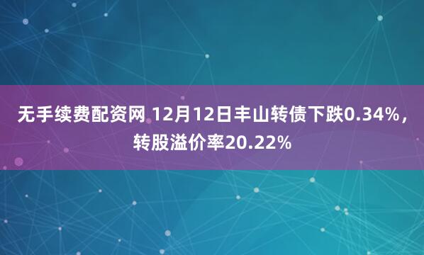 无手续费配资网 12月12日丰山转债下跌0.34%，转股溢价率20.22%